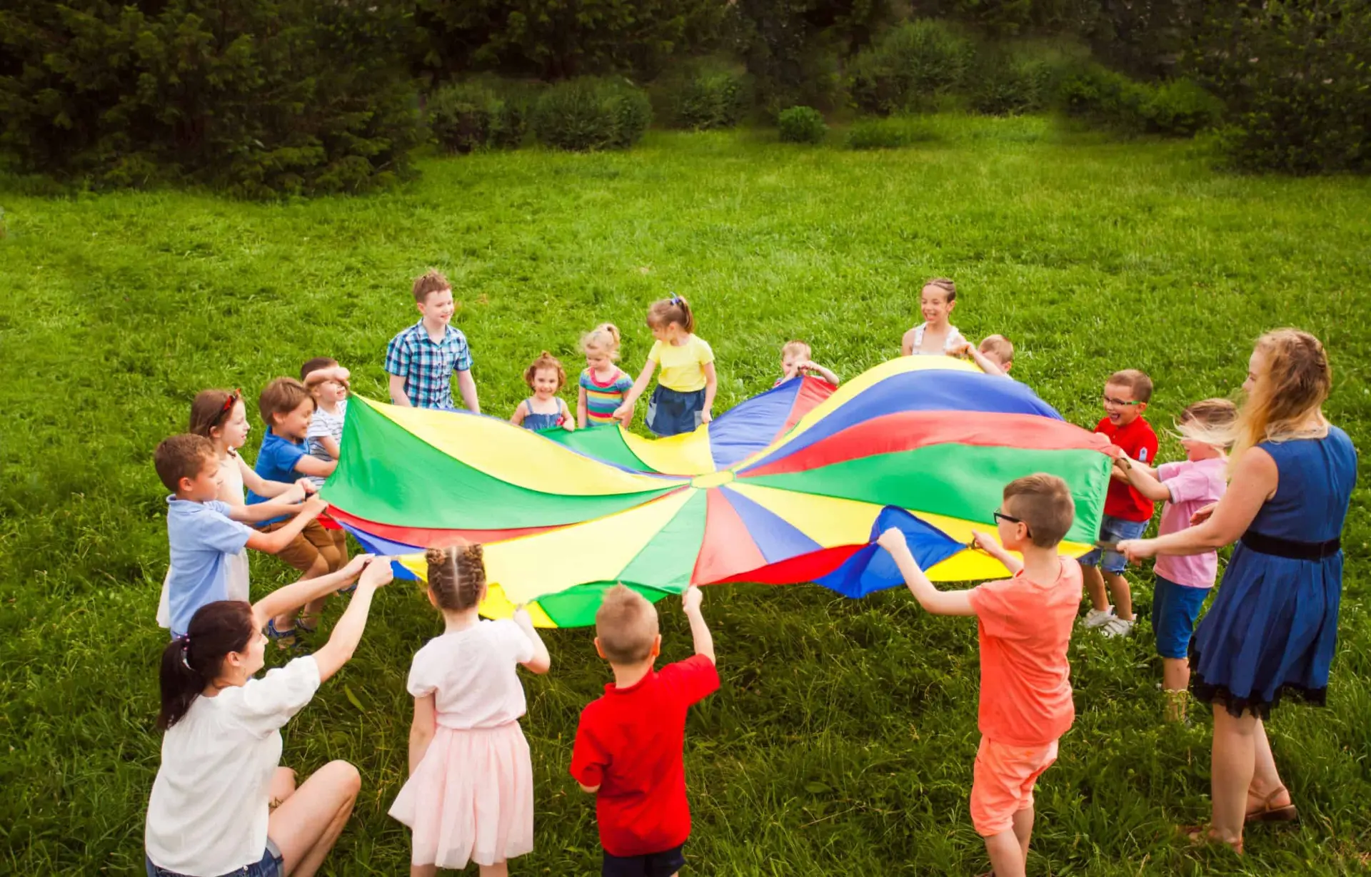 Children playing outdoors at Black Rock Learning Center summer camp